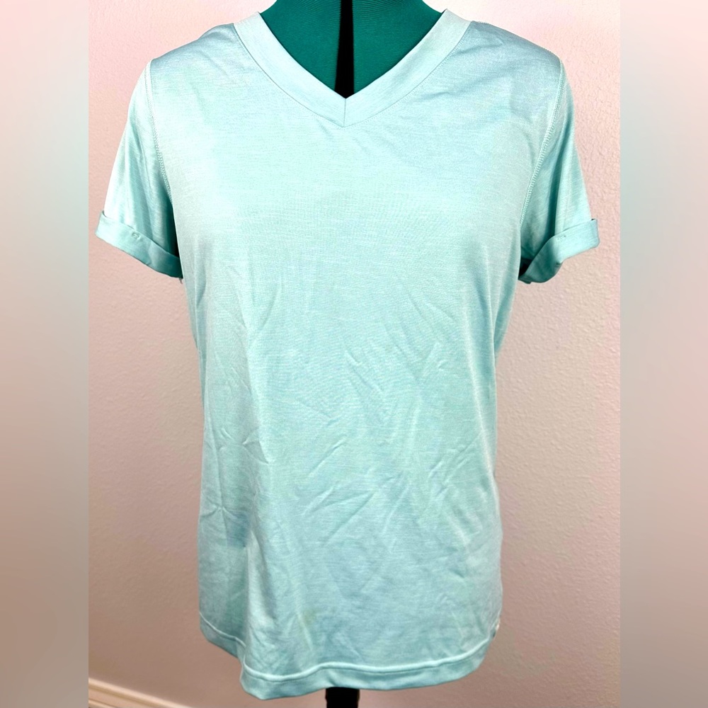 North Face light aqua T shirt, size L